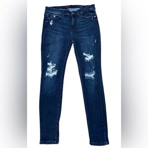 Judy Blue Dark Wash Distressed Skinny Jeans Size 13/31
